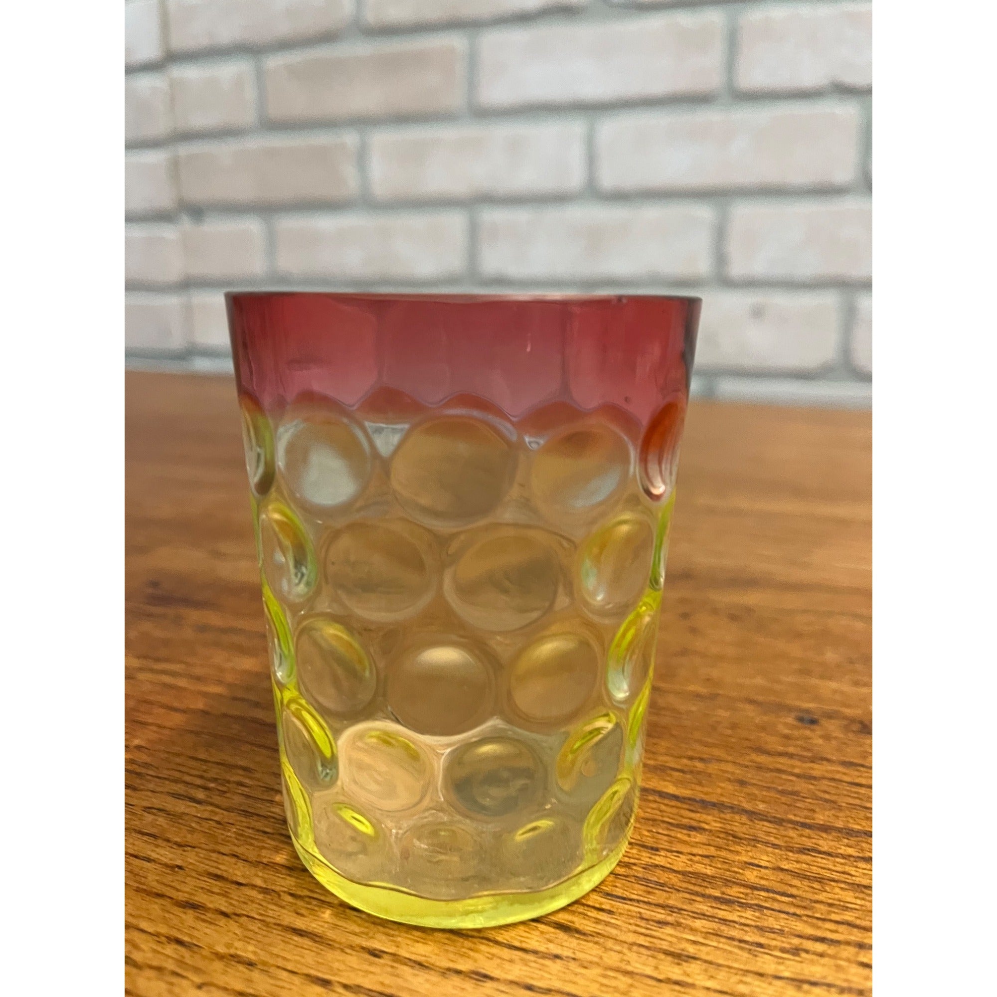 Scarce Antique Hobbs Inverted Thumbprint Amberina / Rubina Verde Glass Tumbler