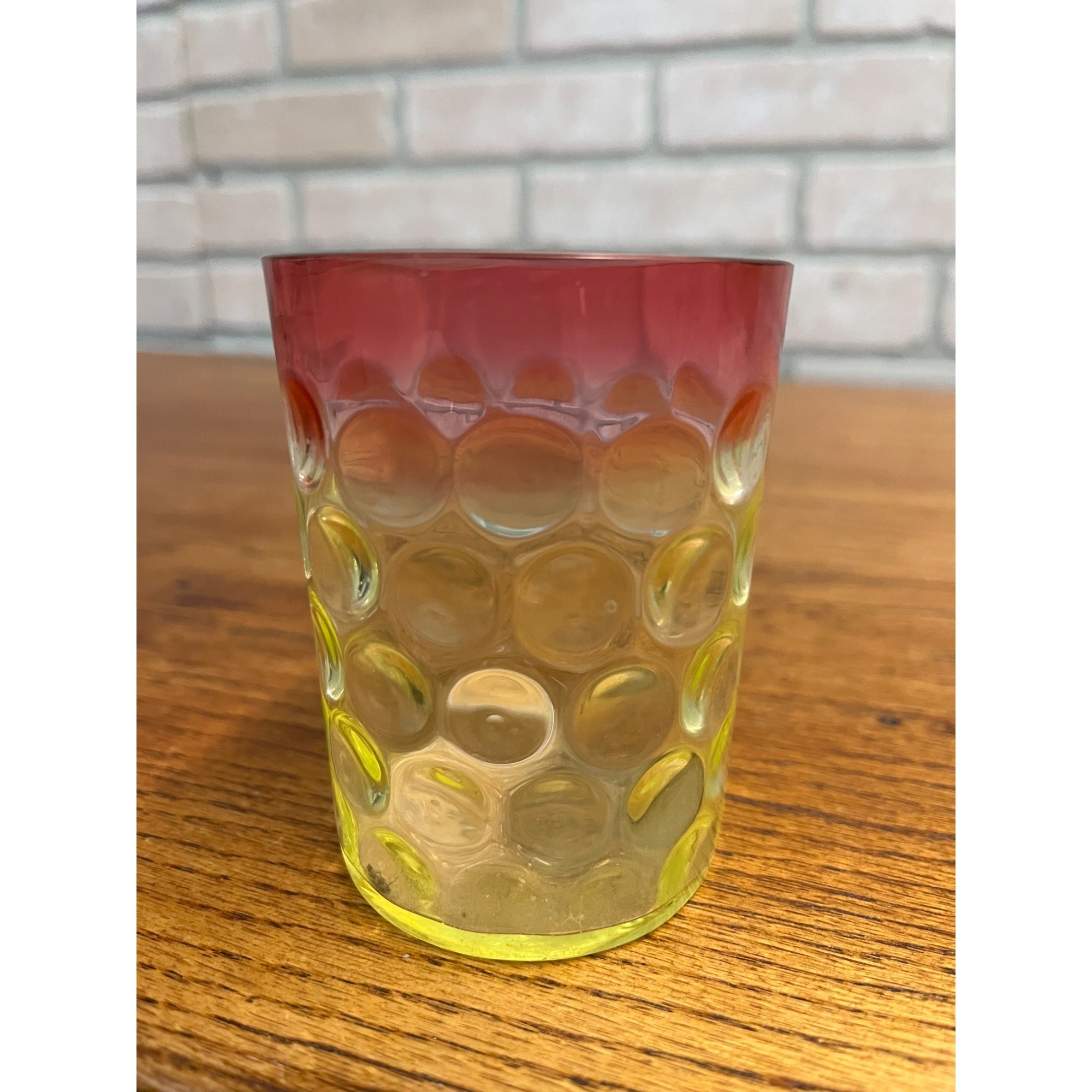 Scarce Antique Hobbs Inverted Thumbprint Amberina / Rubina Verde Glass Tumbler