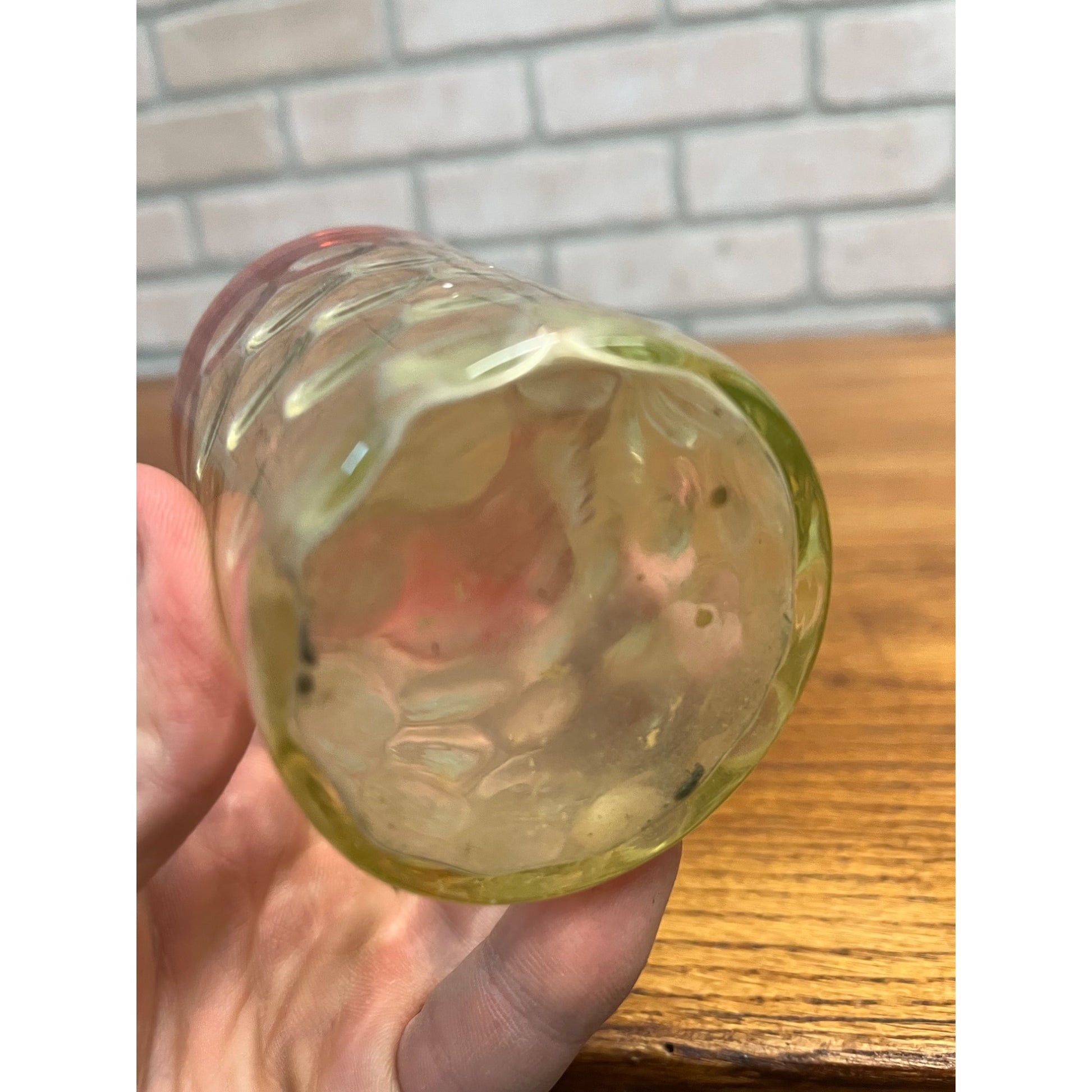 Scarce Antique Hobbs Inverted Thumbprint Amberina / Rubina Verde Glass Tumbler