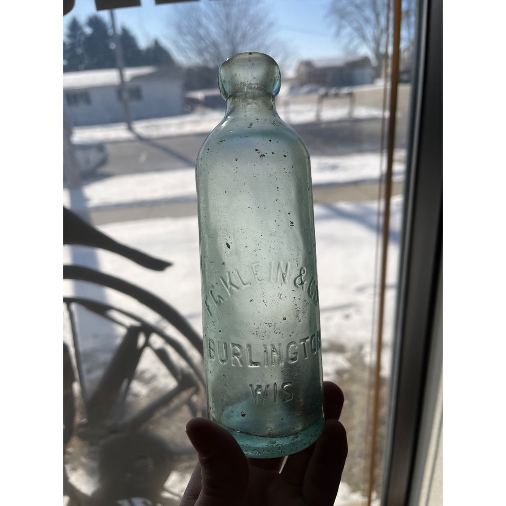 F.G. Klein & Co Burlington Wisconsin Soda Bottle Blob Top Hutchinson Hutch WI