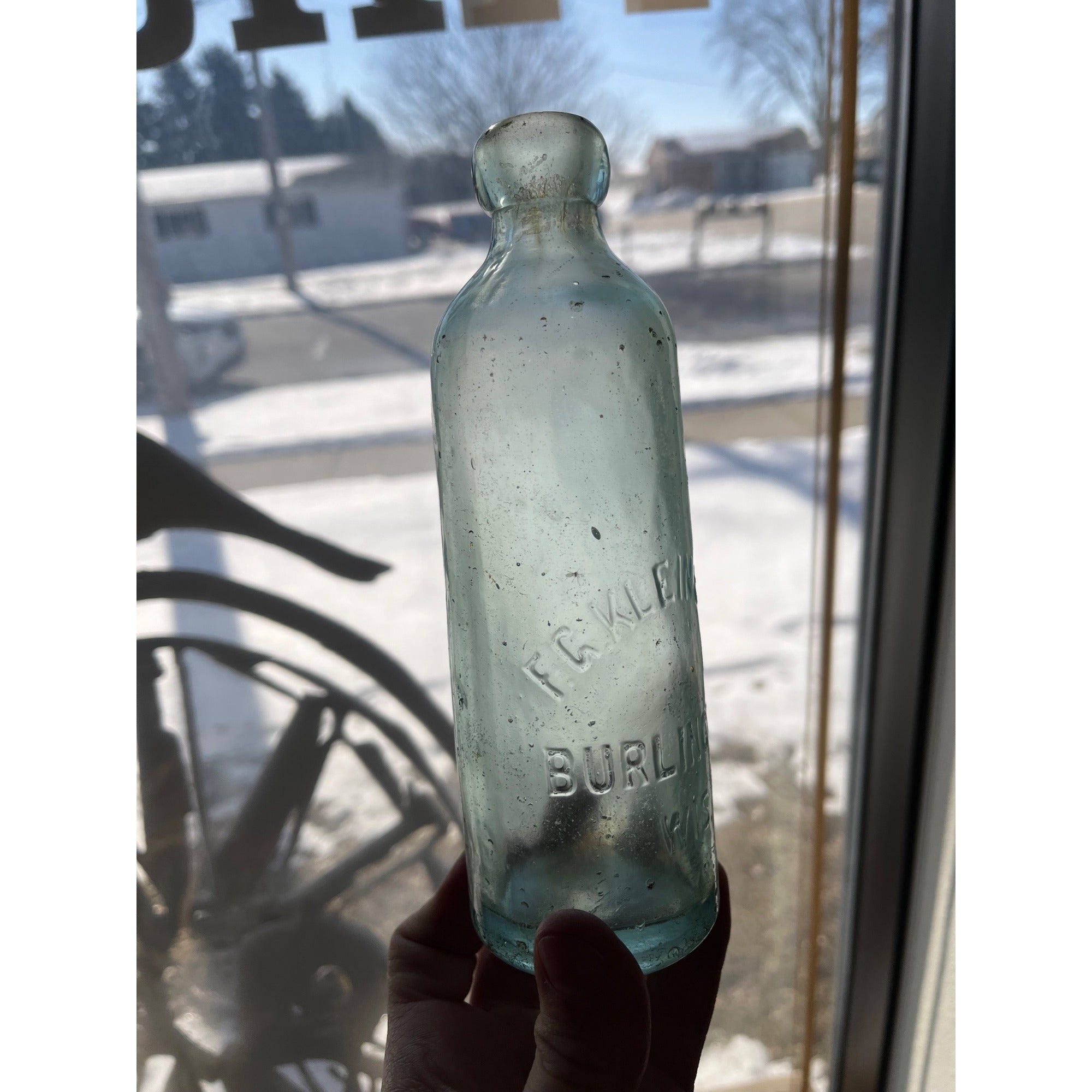 F.G. Klein & Co Burlington Wisconsin Soda Bottle Blob Top Hutchinson Hutch WI
