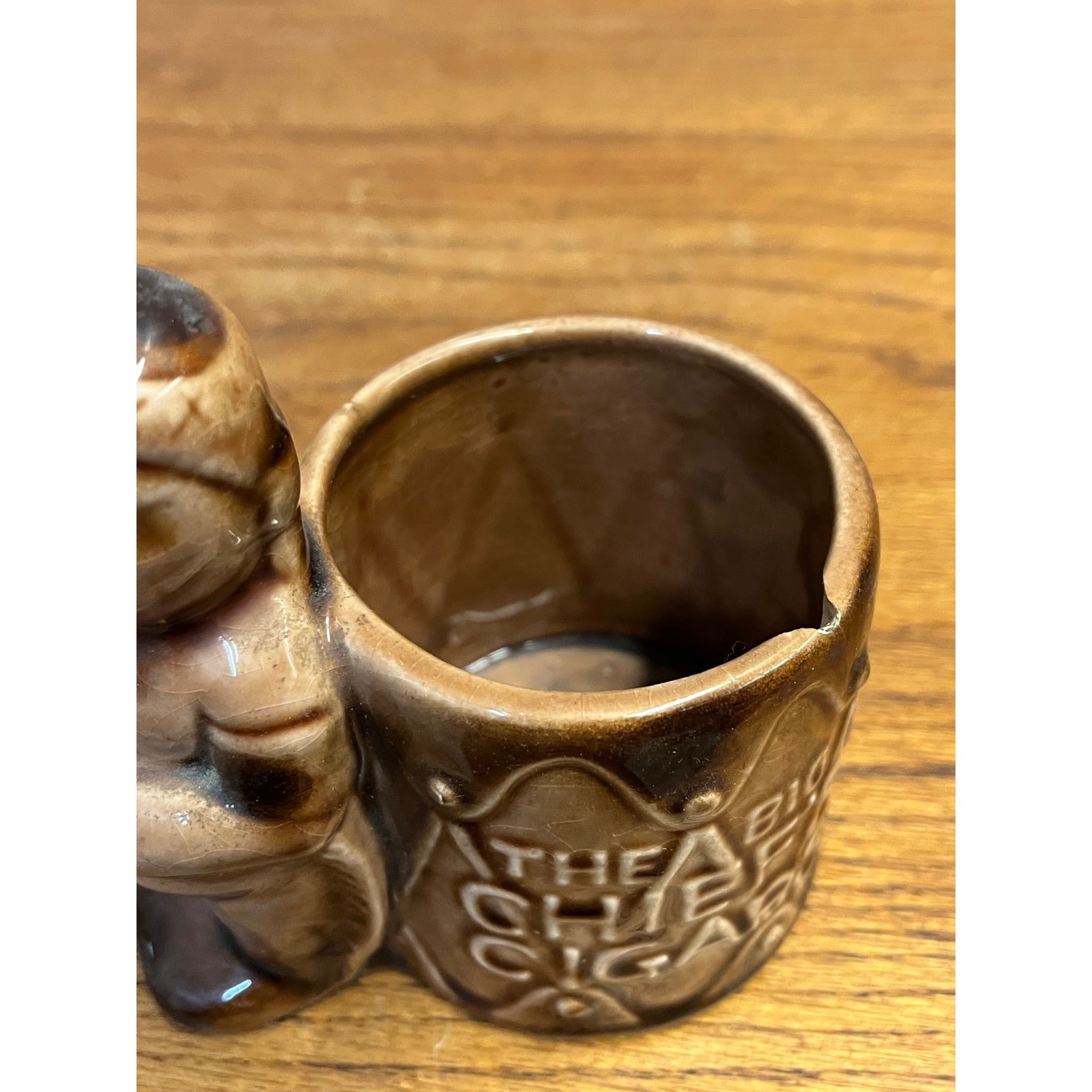 Vintage The Big Chiefs Cigars Ceramic Native American Indian & Drum Match Holder