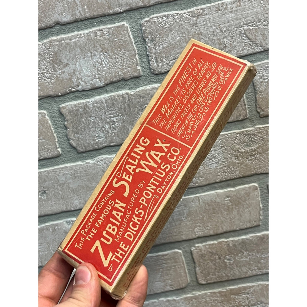 Vintage Zubian Sealing Wax The Dicks Pontus Co. Dayton Ohio FULL Box