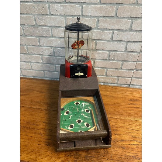 Vintage 1940s Penguin Gum Ball Vender Pinball Machine Football Game Coin Operated