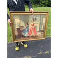 Vintage Framed Print Vincent Aderente "My Country Tis of Thee" Victorian Parlor Scene Patriotic 1950's