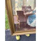 Vintage Framed Print Vincent Aderente "My Country Tis of Thee" Victorian Parlor Scene Patriotic 1950's