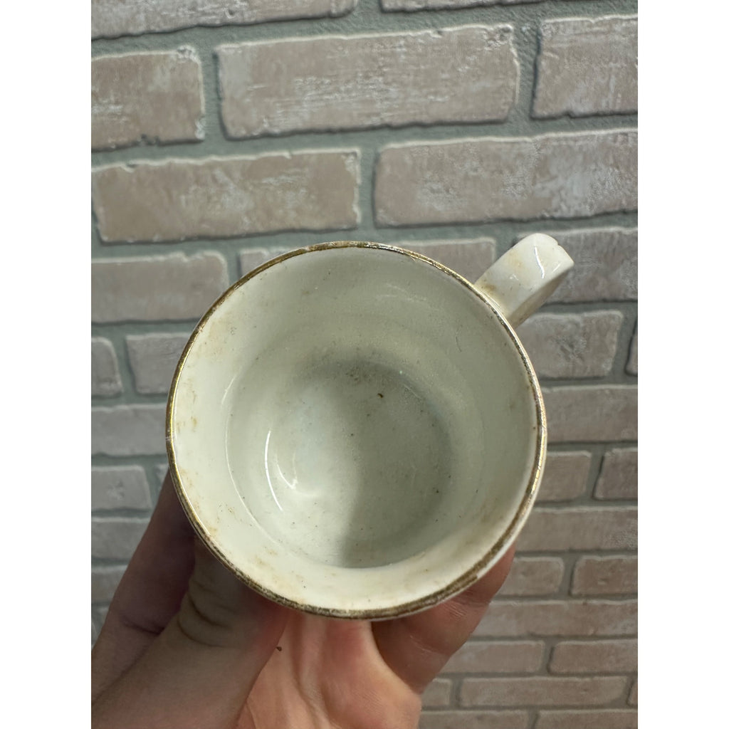 Small Victorian Child's Tea Cup Mug Girls and Dog white Porcelain 2" tall