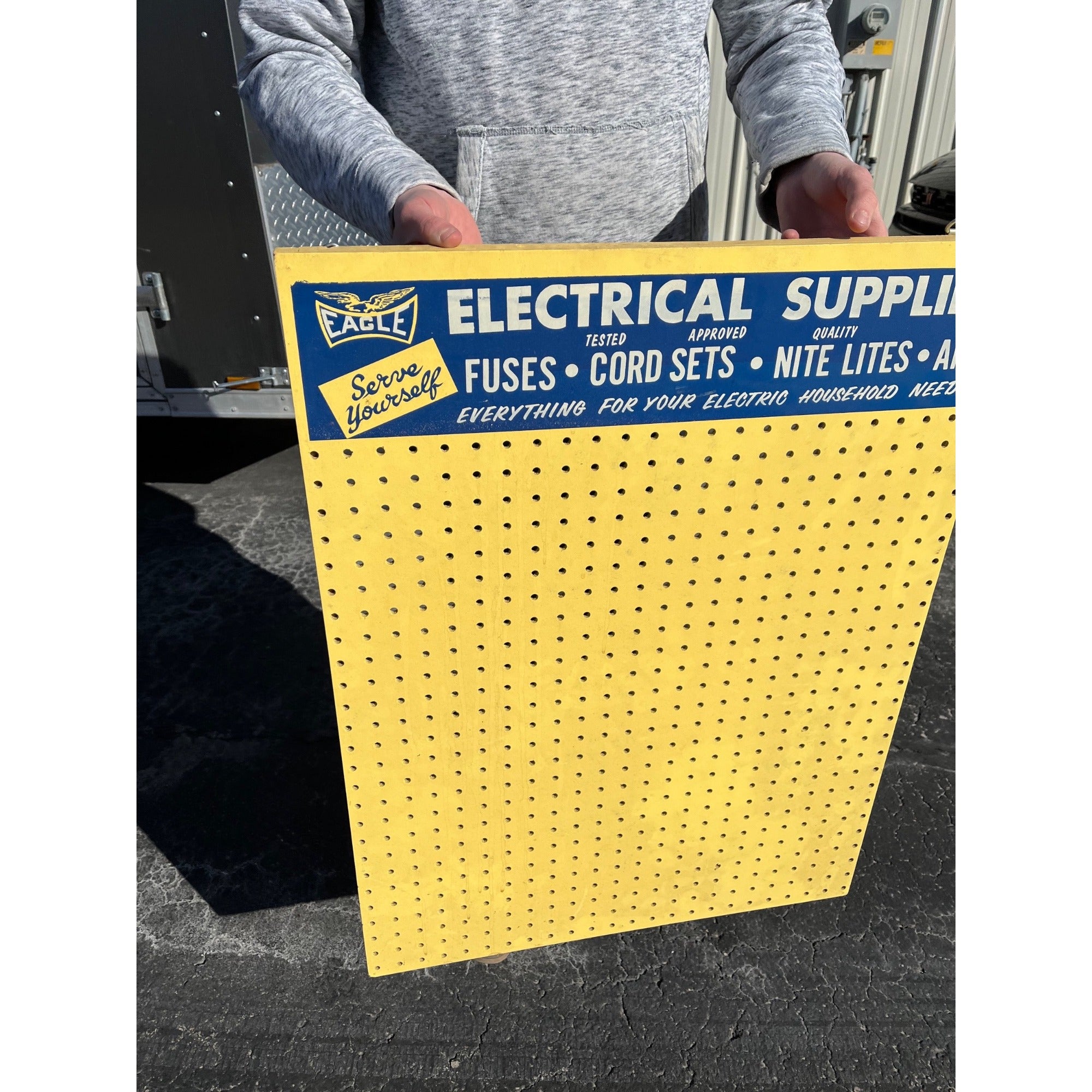 Vintage Eagle Electrical Supplies Peg Baord Advertising Store Display Sign