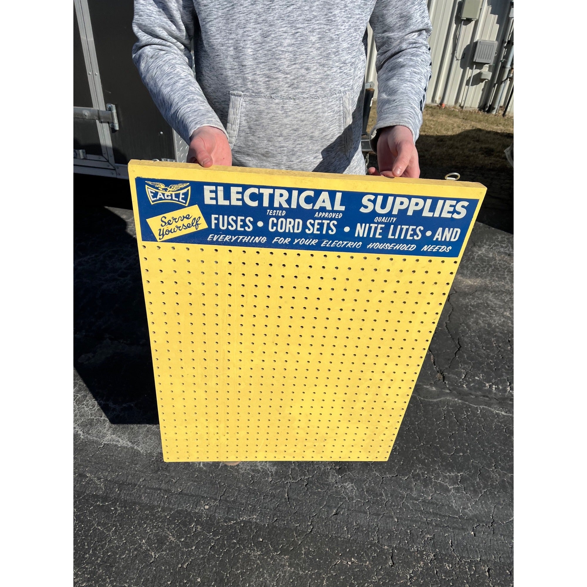 Vintage Eagle Electrical Supplies Peg Baord Advertising Store Display Sign