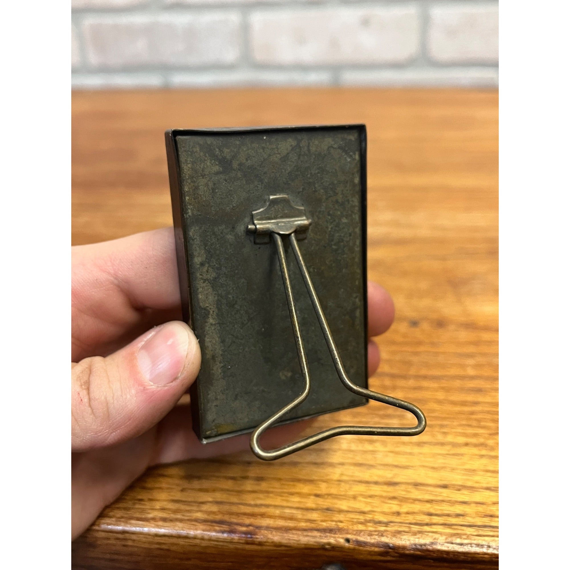 Antique 2" x 3" Brass Standing Picture Frame Miniature Tintype? Patented 1900