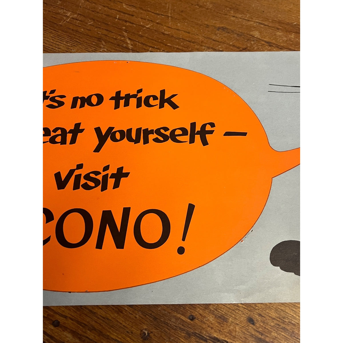 Vintage 1950s Halloween Trick or Treat Advertising Sign Banner Black Cat Econo Gas
