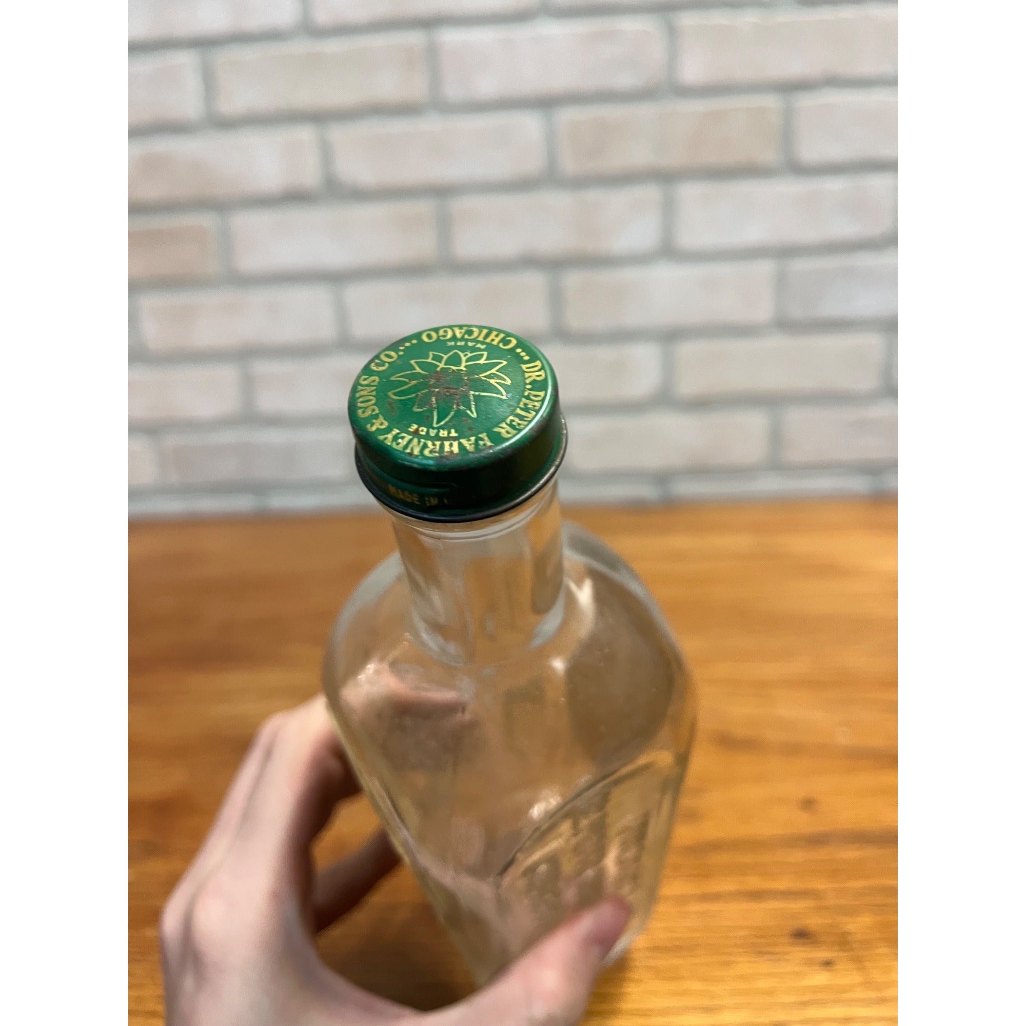 Antique Dr. Peter's Kuriko Glass Medicine Bottle Chicago w/ Label - Embossed