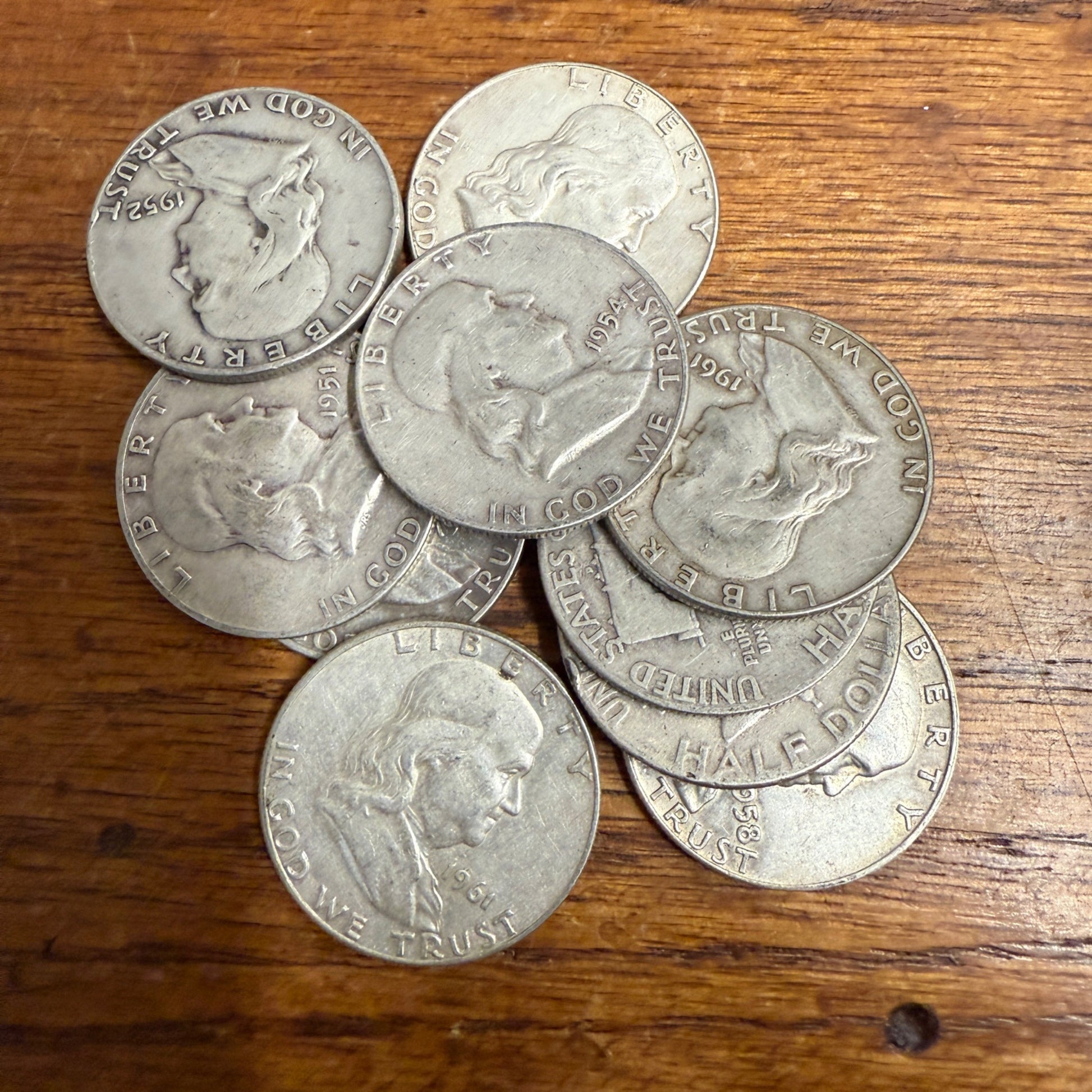 Franklin Half Dollars Coins 90% Silver