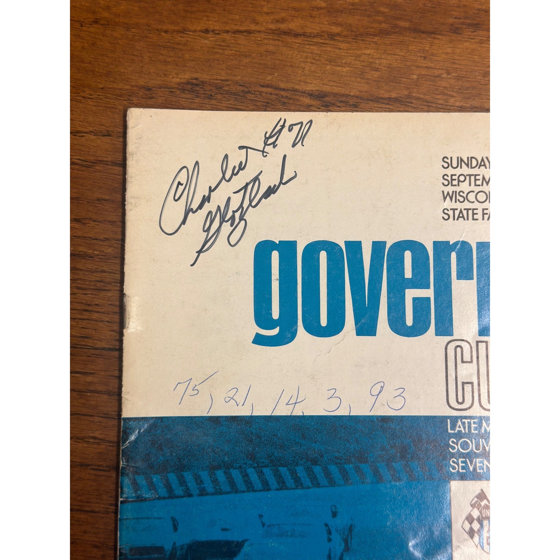 1973 Governor's Cup 250 Mile Race SIGNED Souvenir Program Wisconsin