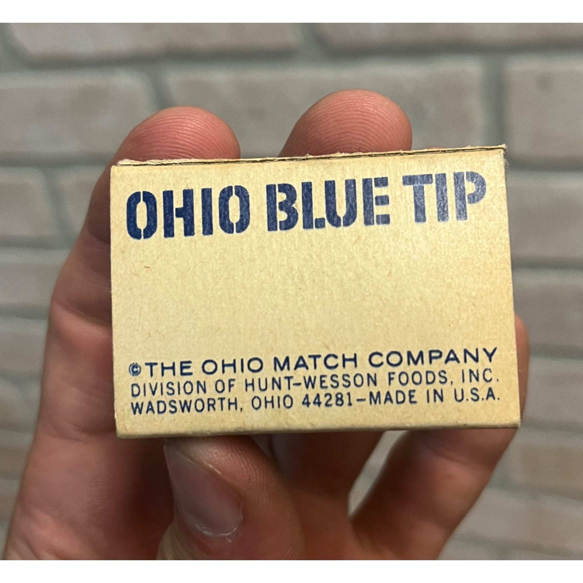 VINTAGE STRIKE ANYWHERE FLAME BOX OHIO BLUE TIP MATCHES 2"x1.5" BOX