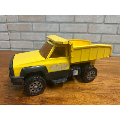 Vintage Tonka 13.5" Yellow Toy Dump Truck Pressed Steel Toy Plastic Tires