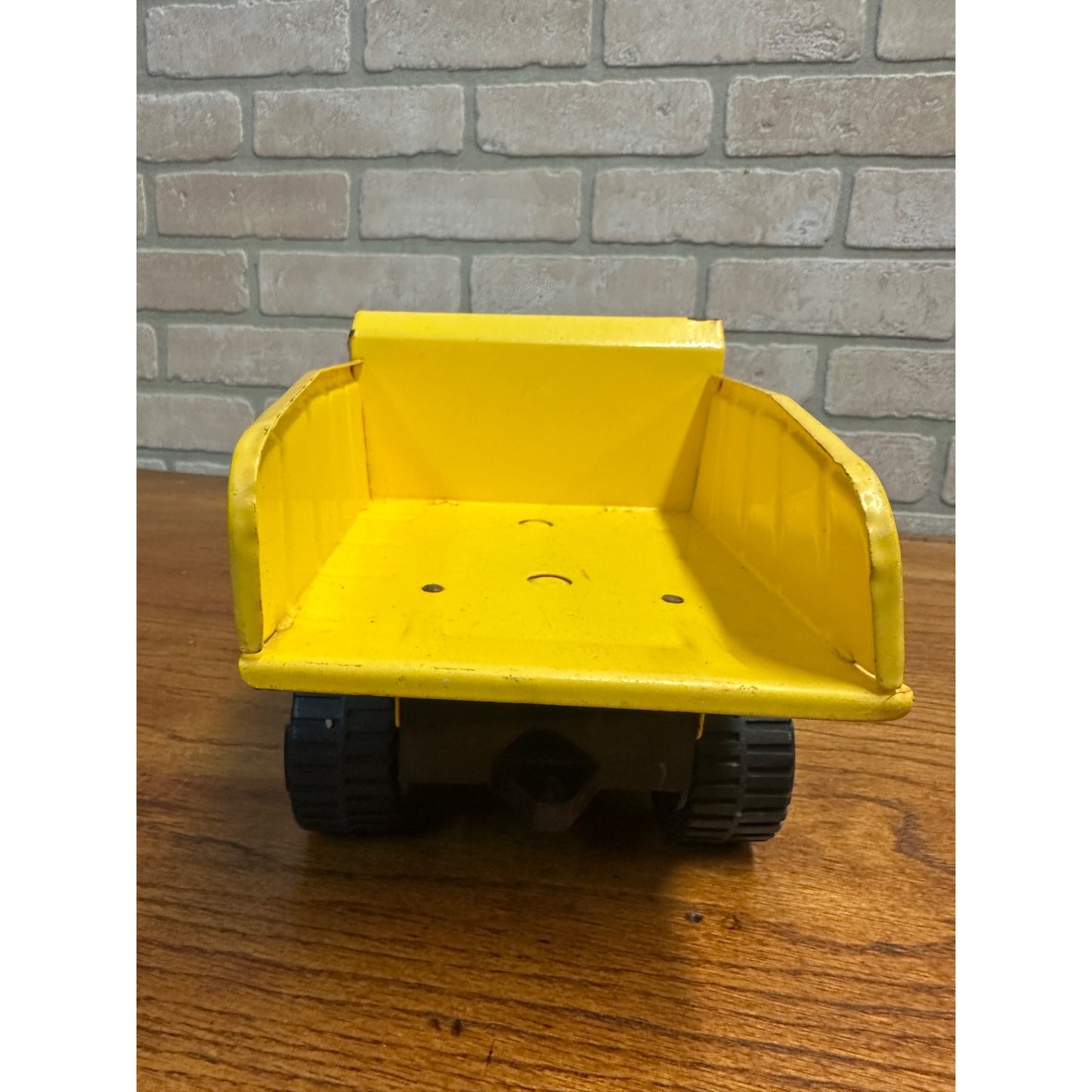 Vintage Tonka 13.5" Yellow Toy Dump Truck Pressed Steel Toy Plastic Tires