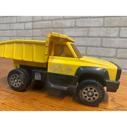 Vintage Tonka 13.5" Yellow Toy Dump Truck Pressed Steel Toy Plastic Tires