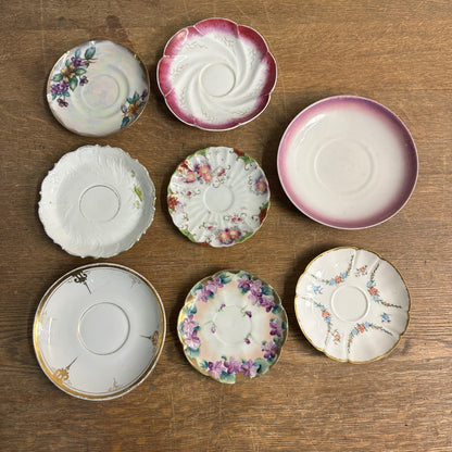 Vintage Lot (8) Mis Match China Saucers Wedding 5" - 5.5" Diameter