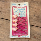 Vintage NOS Penn Duck Diaper Pins Pink Plastic Heads Sanitary Seal USA Carded