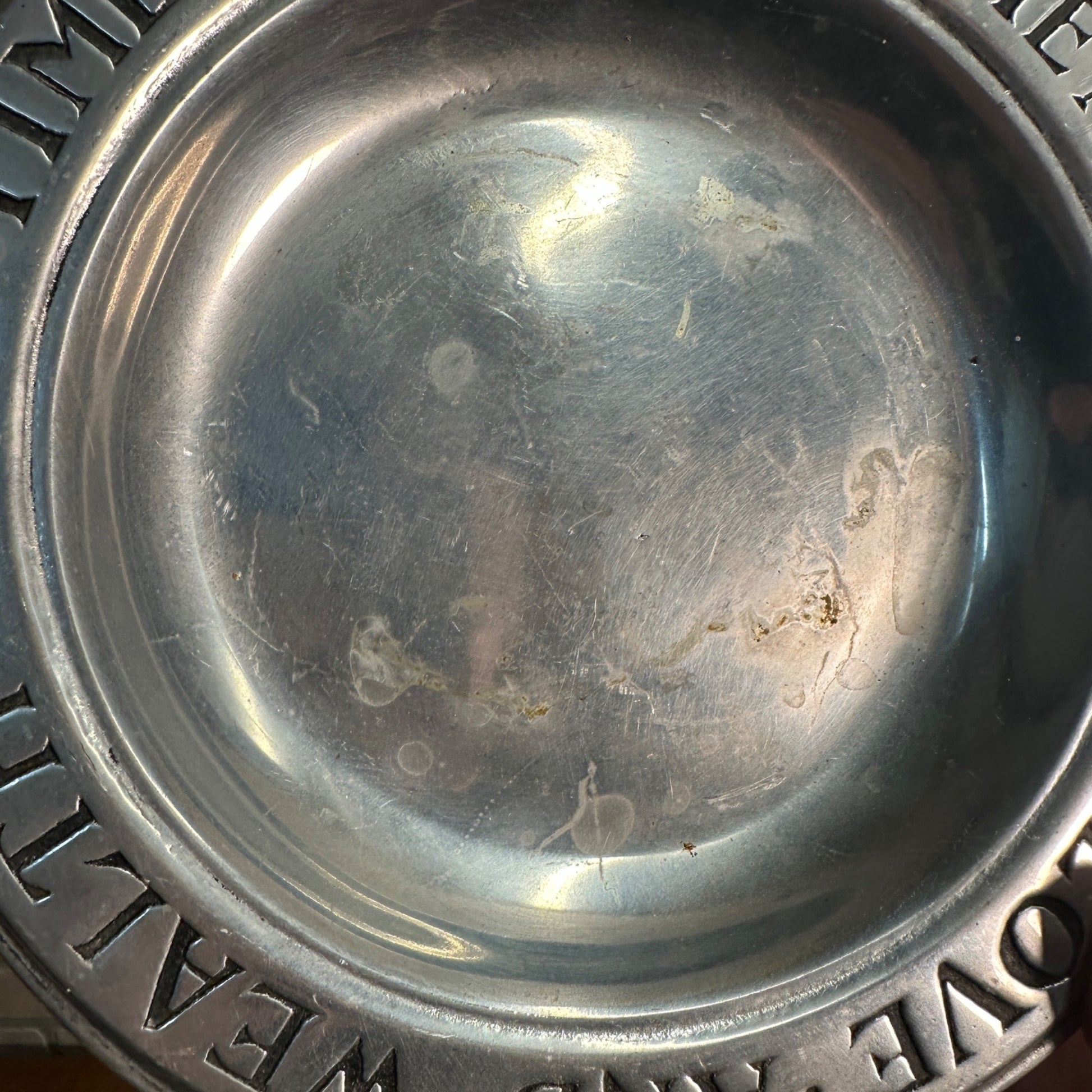 Vintage Wilton Armetale Pewter Bread Plate “La Santé L’Amour” Health, Love 9.25”