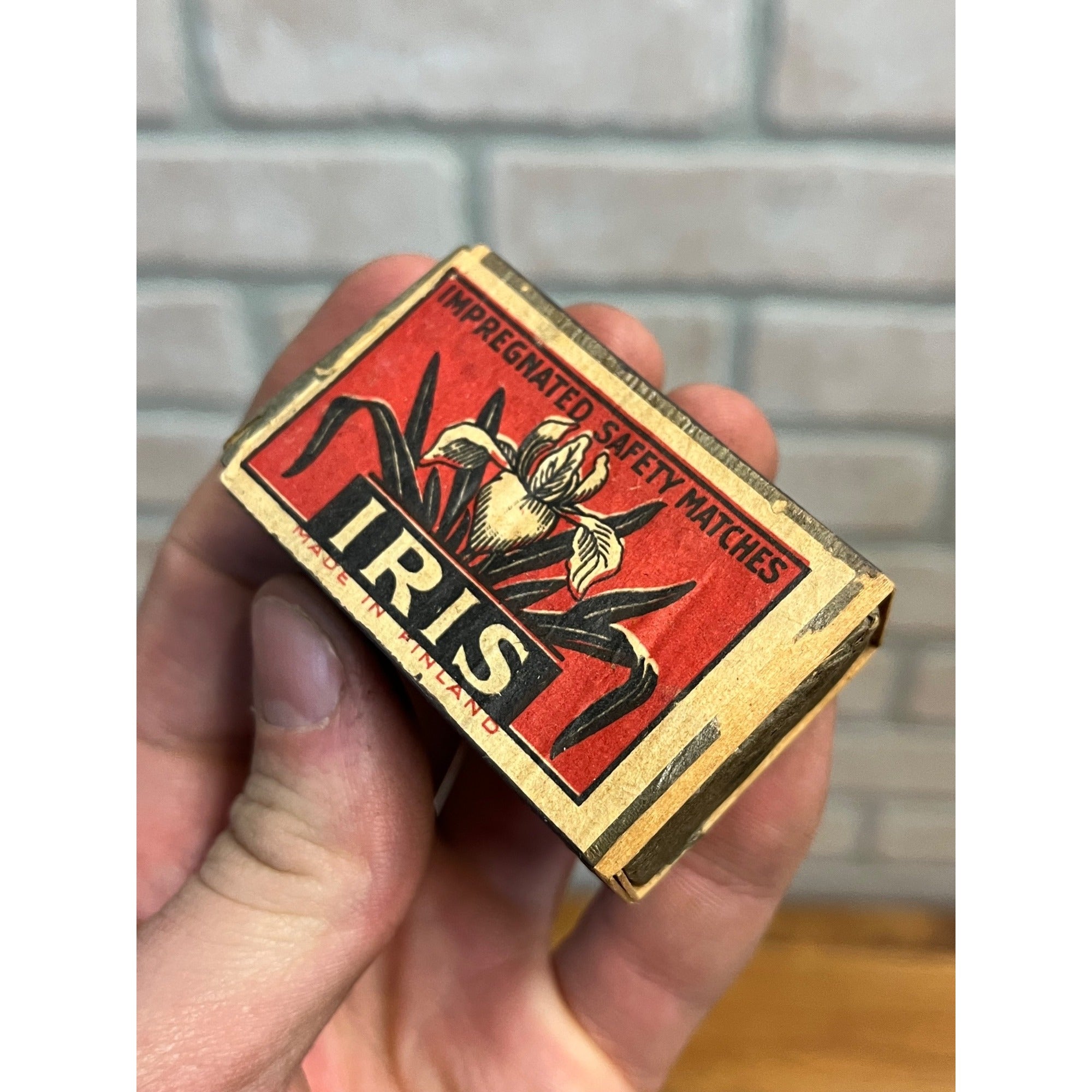 Vintage Iris Safety Match Box - FULL - Impregnated Finland Matches