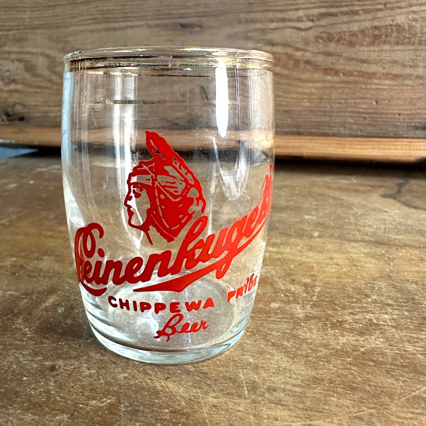 Leinenkugel's Beer Double Rim Barrel Shorty Chippewa Falls, Wisconsin Glass 3"