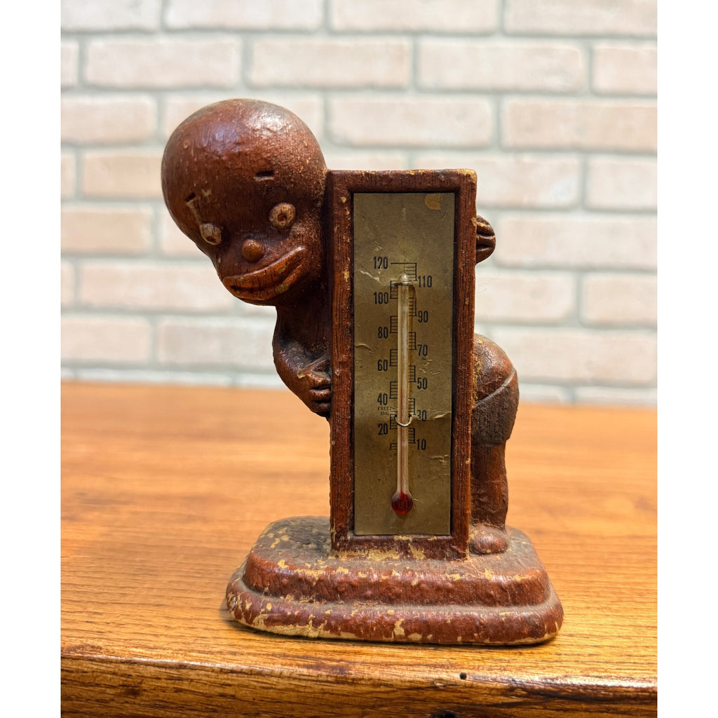 1949 Multi products Fiber Darkie Black Americana Table Top Thermometer