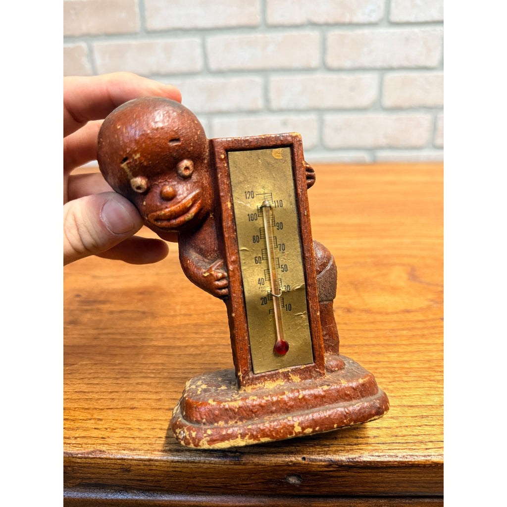 1949 Multi products Fiber Darkie Black Americana Table Top Thermometer