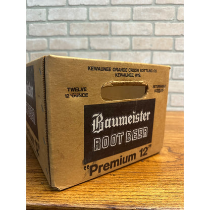 Vintage Baumeister Root Beer Soda Bottle Cardboard Case Crate Kewaunee Wisconsin