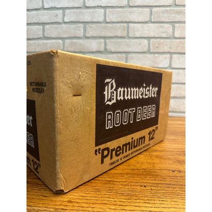 Vintage Baumeister Root Beer Soda Bottle Cardboard Case Crate Kewaunee Wisconsin