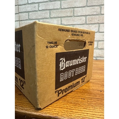 Vintage Baumeister Root Beer Soda Bottle Cardboard Case Crate Kewaunee Wisconsin