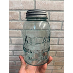 Vintage Atlas Mason Crude Glass Aqua Blue