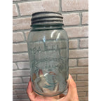 Vintage Atlas Mason Crude Glass Aqua Blue