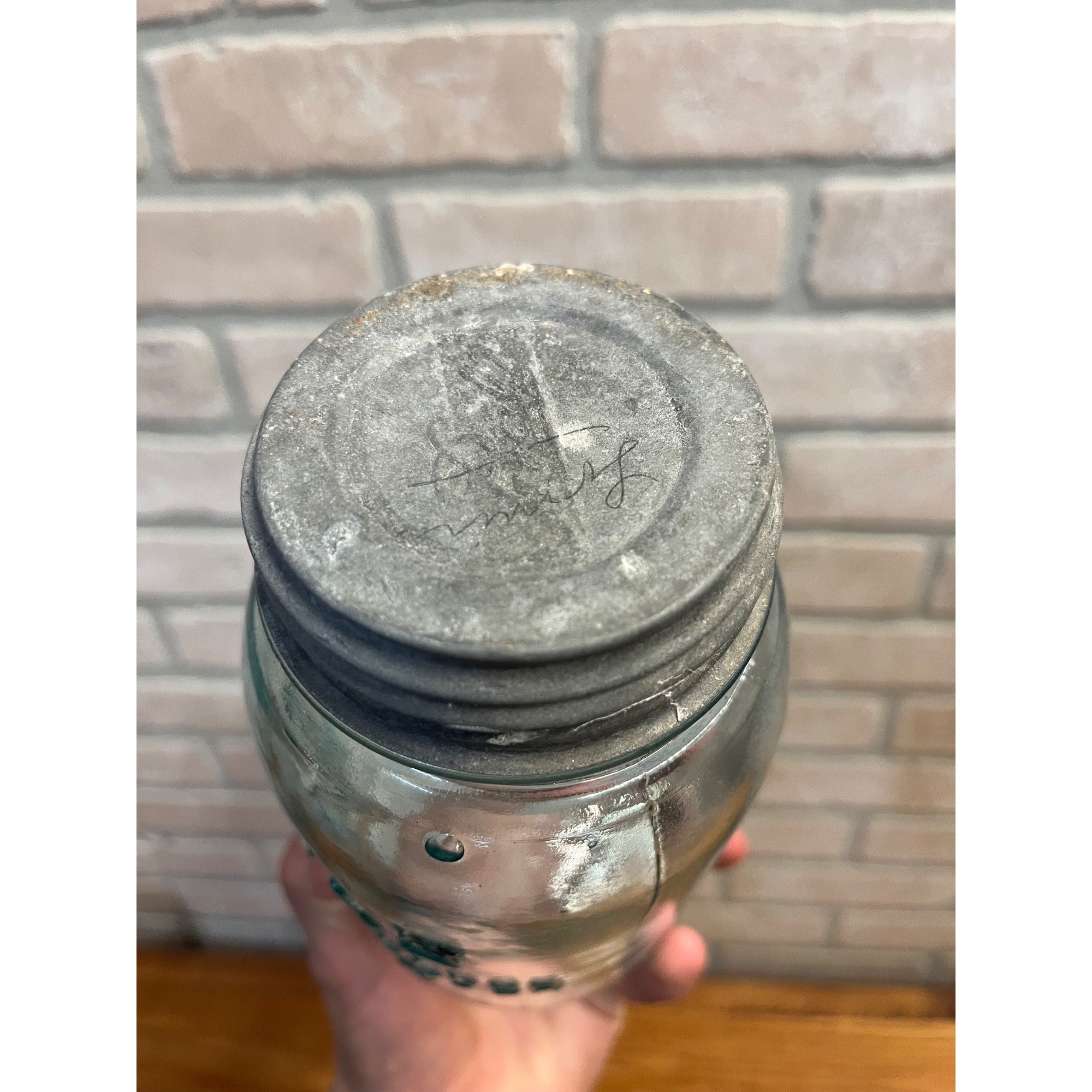 Vintage Atlas Mason Crude Glass Aqua Blue