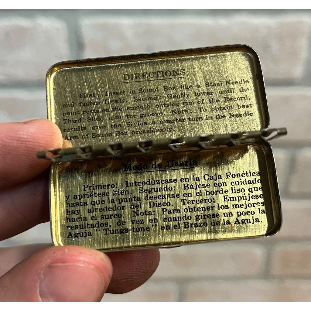 Vintage 1920s Victrola Tungs-Tone Needles Talking Machine Tin Case Hinged