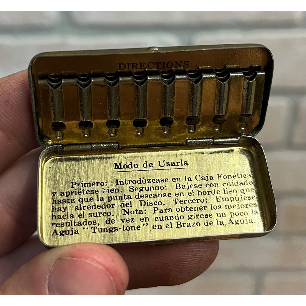 Vintage 1920s Victrola Tungs-Tone Needles Talking Machine Tin Case Hinged