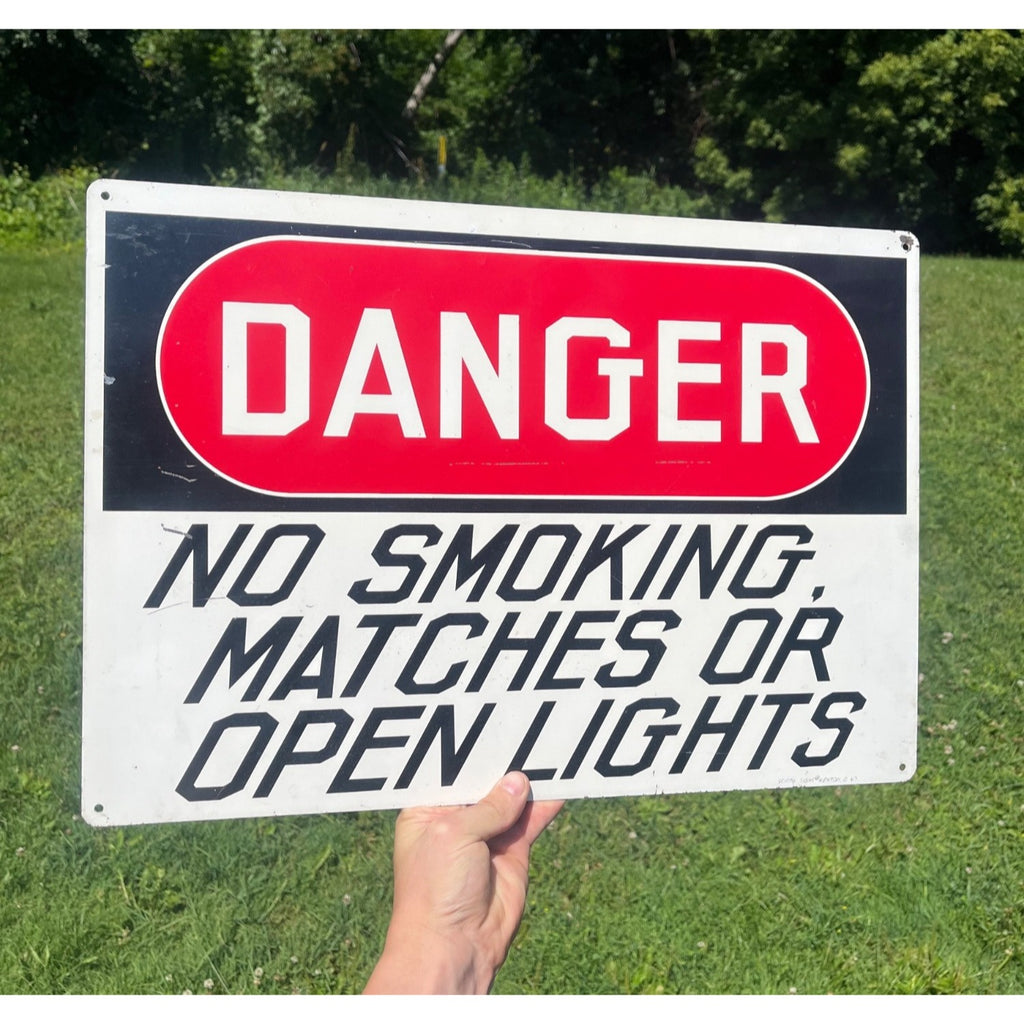 Vintage Scioto Danger No Smoking Matches Open Lights Railroad Heavy Metal Sign 20" x 14"
