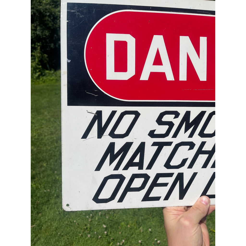 Vintage Scioto Danger No Smoking Matches Open Lights Railroad Heavy Metal Sign 20" x 14"