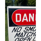 Vintage Scioto Danger No Smoking Matches Open Lights Railroad Heavy Metal Sign 20" x 14"