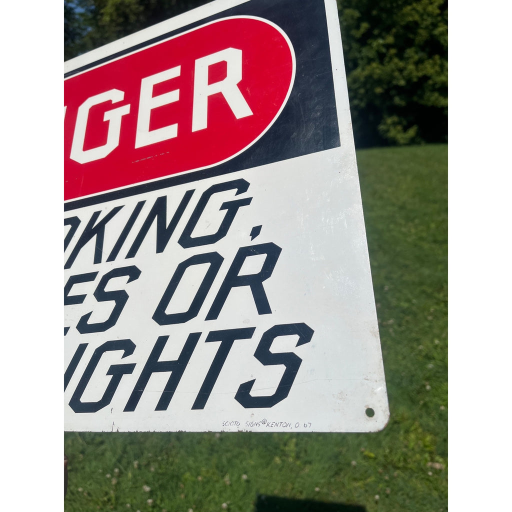 Vintage Scioto Danger No Smoking Matches Open Lights Railroad Heavy Metal Sign 20" x 14"