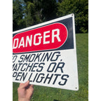 Vintage Scioto Danger No Smoking Matches Open Lights Railroad Heavy Metal Sign 20" x 14"