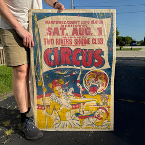 Vintage 1950s Two Rivers Shrine Club Circus Poster Manitowoc Expo