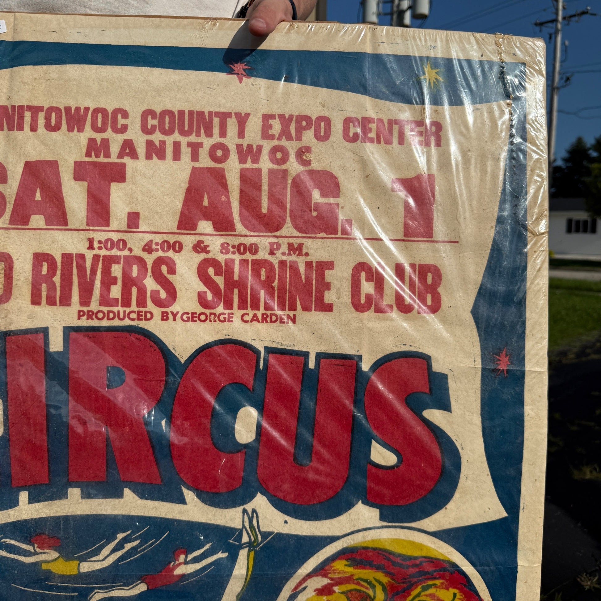 Vintage 1950s Two Rivers Shrine Club Circus Poster Manitowoc Expo