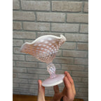 Duncan Miller Glass ~ Hobnail ~ Fluted Compote / Pedestal Candy Dish Pink
