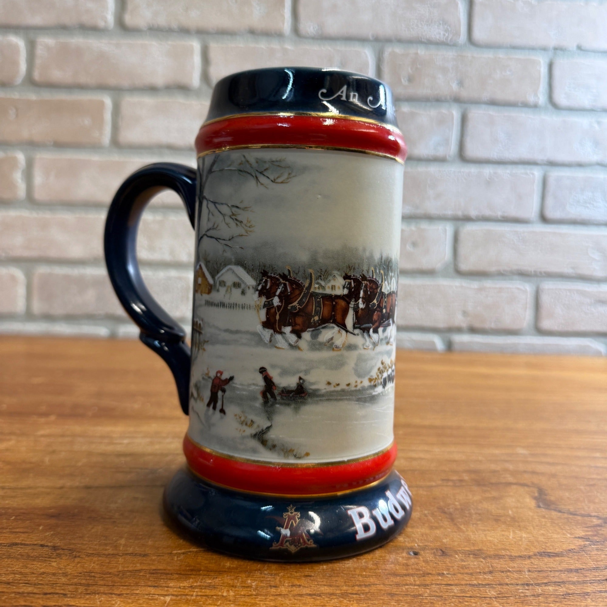 Vintage 1990 Budweiser Clydesdale Horses Beer Stein Mug Ceramic Susan Sampson