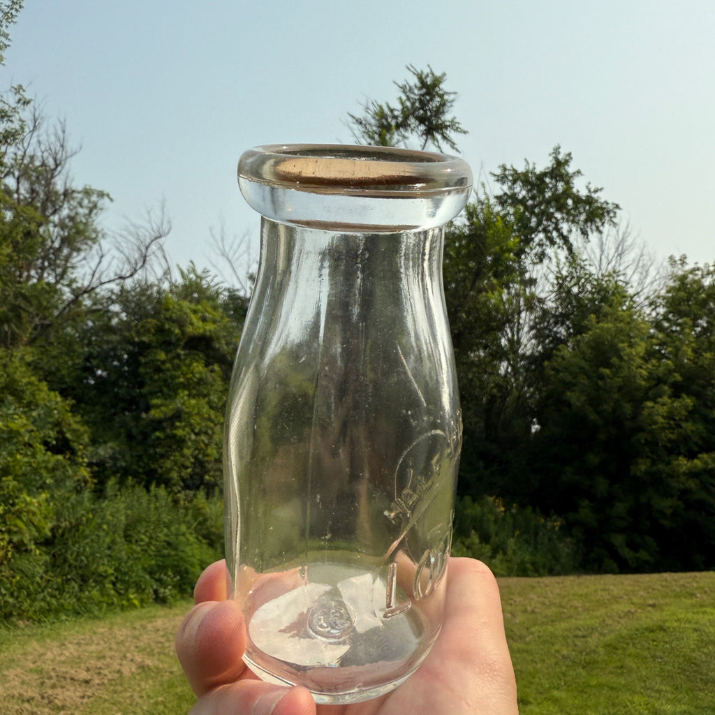 Vintage Half Pint Milk Bottle Log Mill Dairy Eau Claire Wisconsin Wis