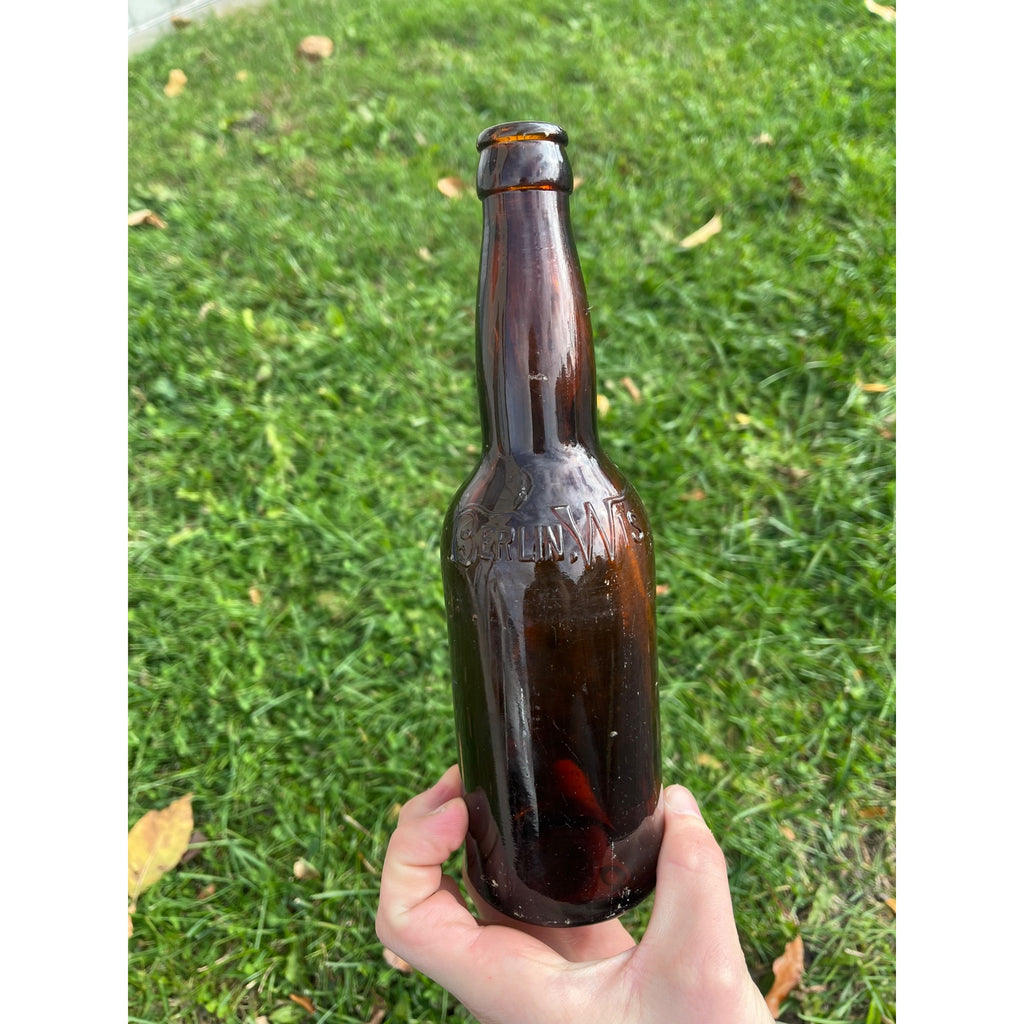 Vintage Berlin Brewing Co. Beer Bottle Berlin Wisconsin Amber Embossed