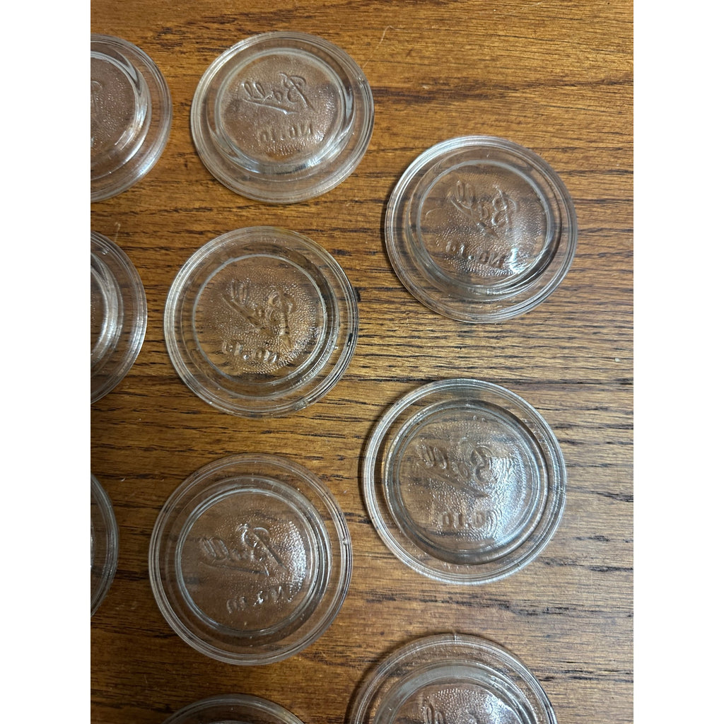 Vintage Ball No. 10 ~ 11pcs Small Mouth Glass Canning Lid Inserts ~ 2 5/8"" Clear