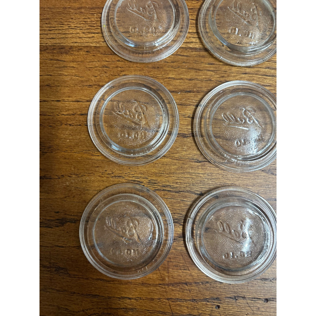 Vintage Ball No. 10 ~ 11pcs Small Mouth Glass Canning Lid Inserts ~ 2 5/8"" Clear